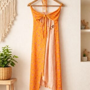 Beach Bunny Orange and Pink Floral Swim Coverup